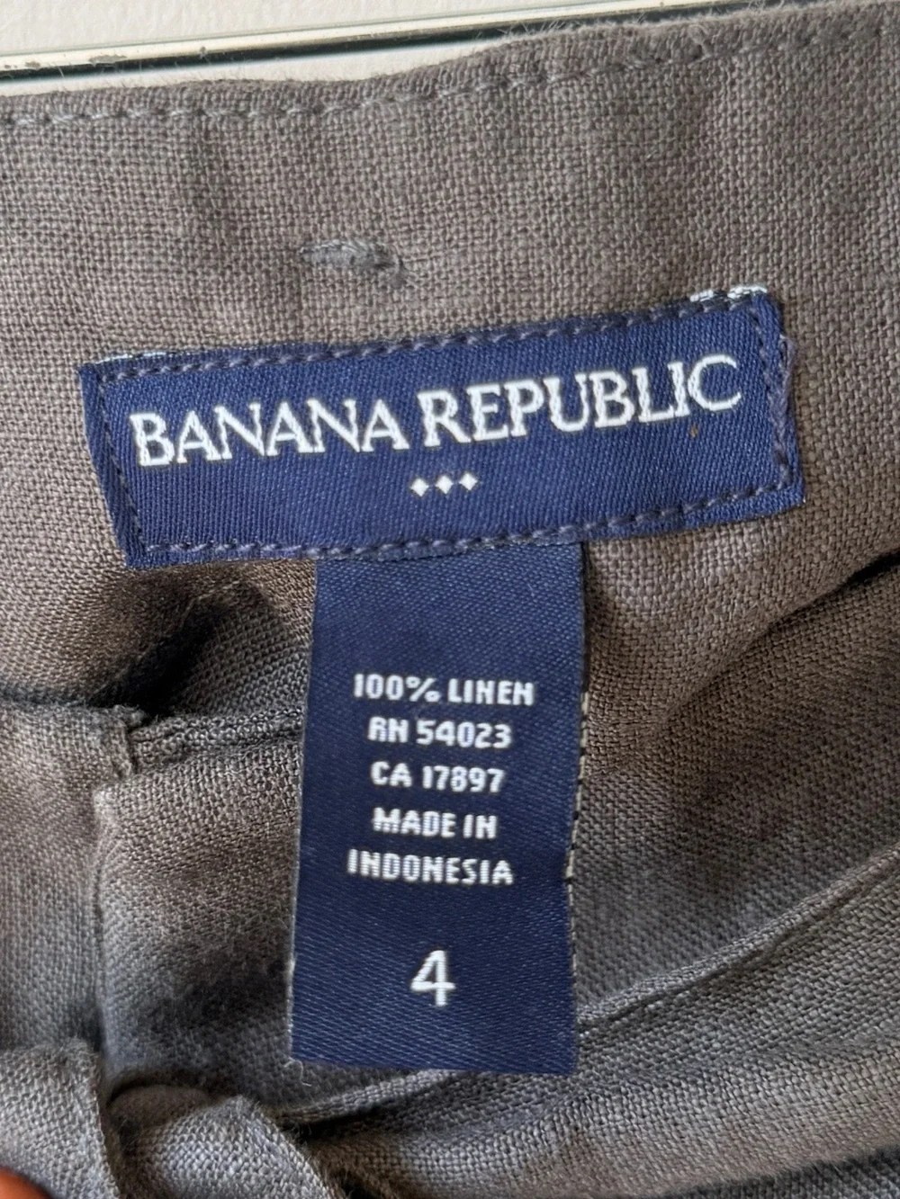 100% Linen Banana Republic Dark Brown Belted Wide-Leg Pants